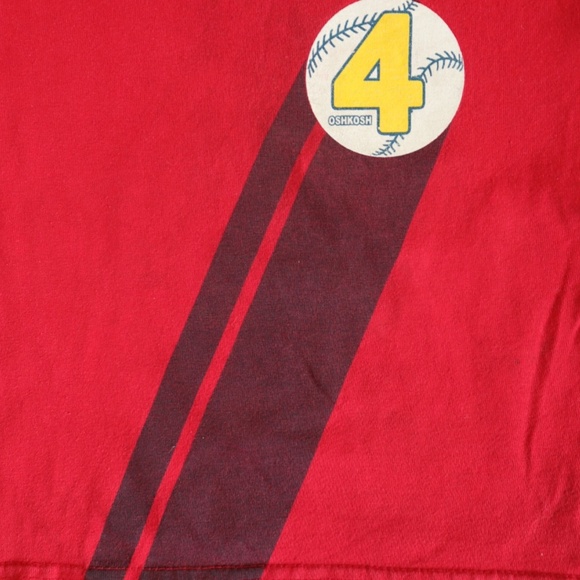 Vintage OSHKOSH Baseball Number 4 Red Tee / 3-4Y - Picture 4 of 8